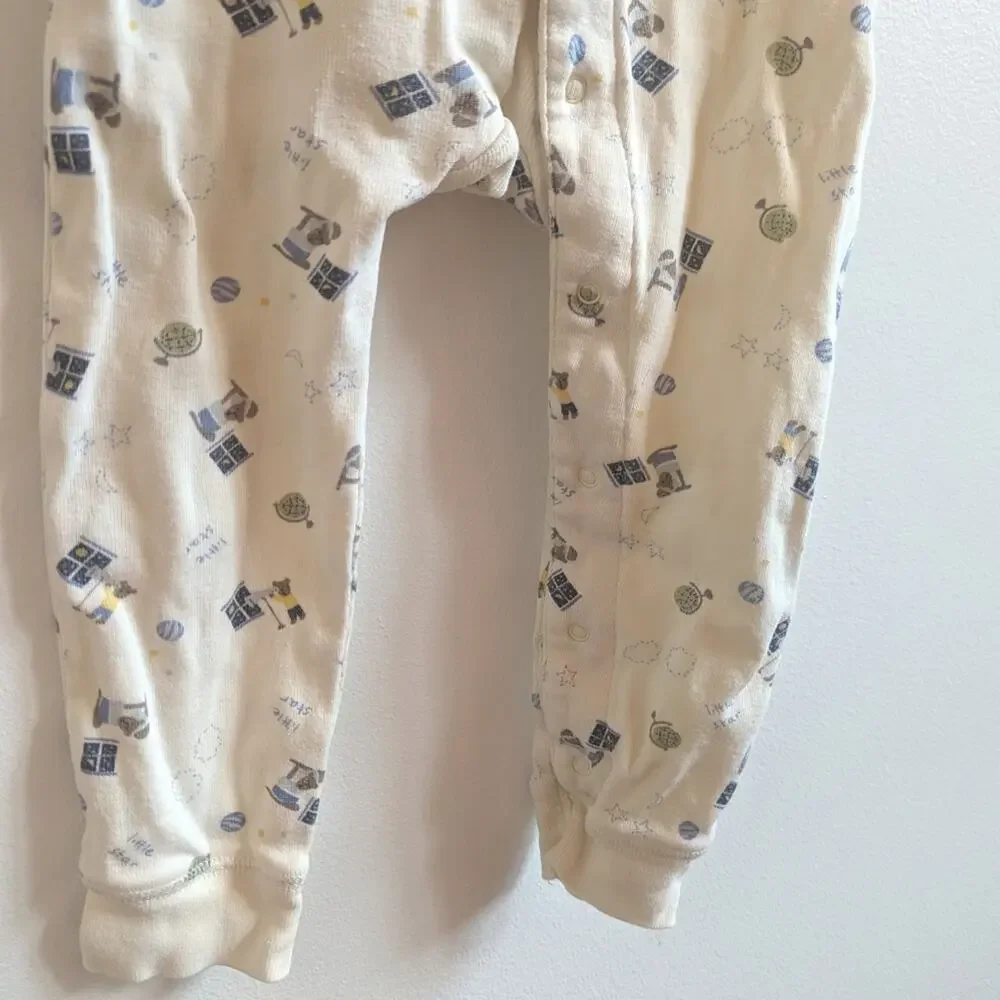 Vtg Y2K Baby Gap Pajamas Kids Sz 2T Yellow Teddy Bear One Piece